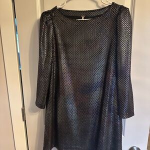 Free People Black Cocktail Sheath Dress with Bishop Sleeves